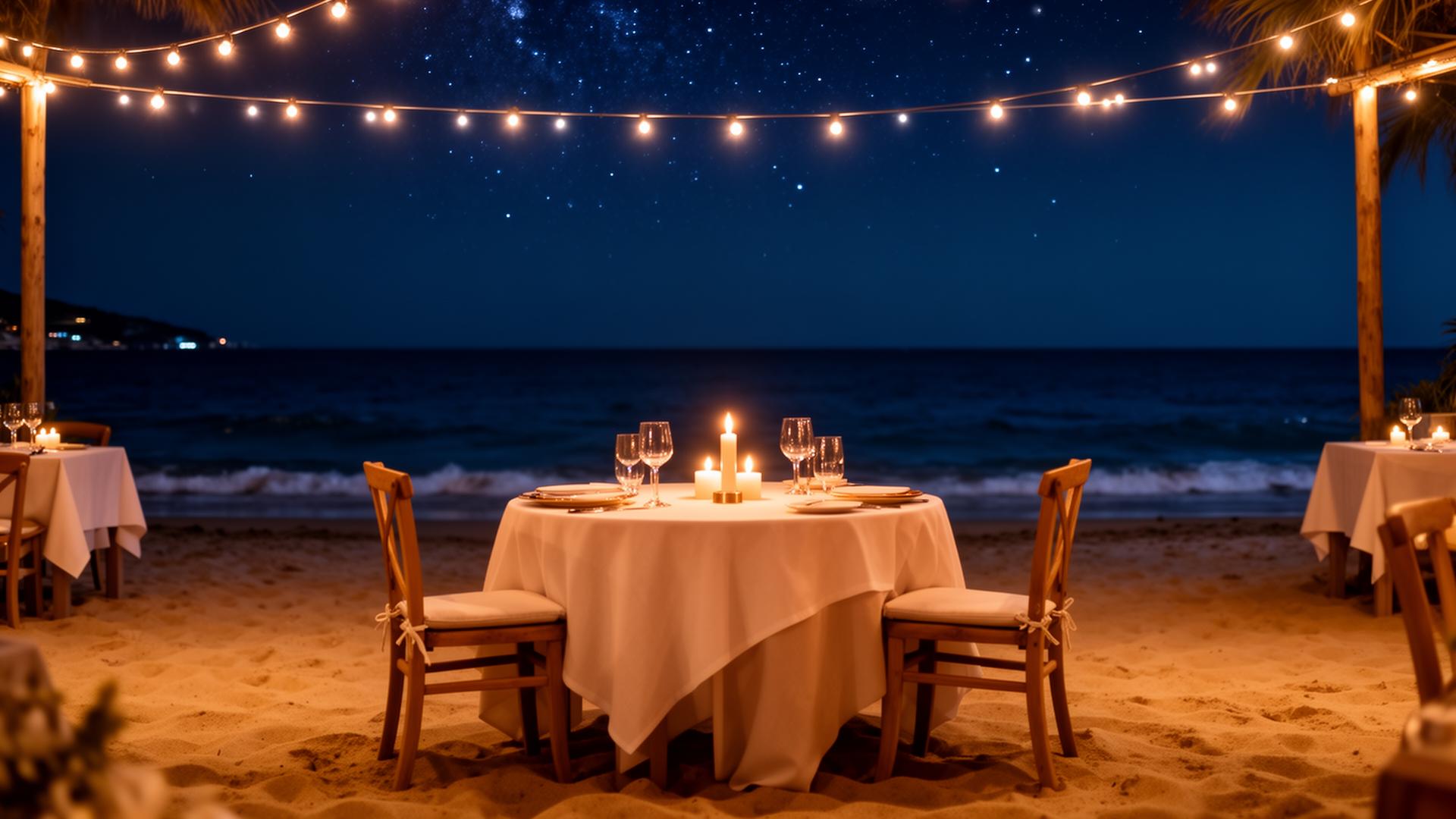Cena sotto le stelle in spiaggia